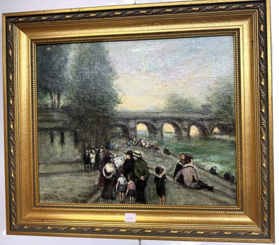 J. R HERVE huile sur toile « Quai de Seine » 38 x 47