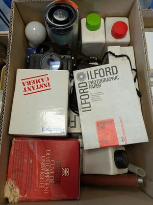 a box full of items that are sitting on a table