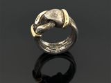 un gros plan d'une bague en argent ornée d'une tête de cheval