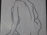 un dessin représentant une femme assise par terre