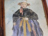 a picture of a painting of a woman in a purple dress