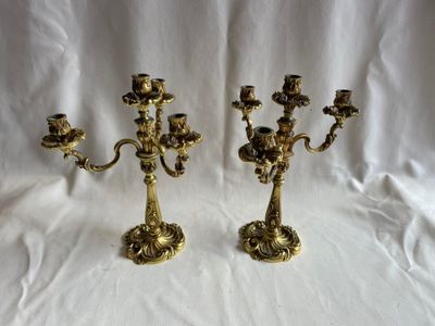 paire de candélabres anciens en laiton