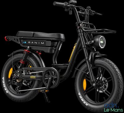 a close up of a black electric bike on a black background
