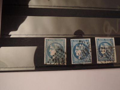 TIMBRES FRANCE Ob - 3 TP BORDEAUX 1 N°45, N°46x2 ex.