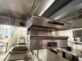several stainless steel ovens are stacked on top of each other in a kitchen