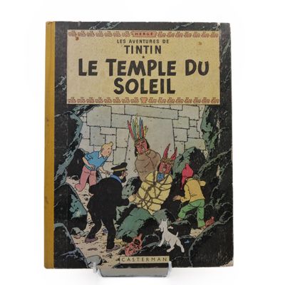 Tintin Temple du soleil Dos toilé jaune B17 1956