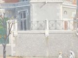 a painting of a man walking down the street