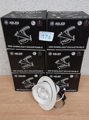 Lot de 6 Spots encastrables SAMBA 2 Downlight ASLED, 30W , b…