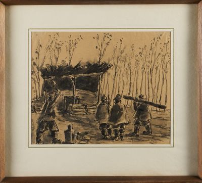 Cesare ANDREONI (1903-1961). Bûcherons dans les bois, 1942.