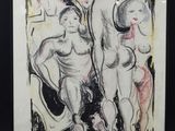 une image représentant un dessin en noir et blanc de deux nus