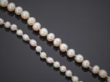 a cultured pearl and diamond necklace, by business