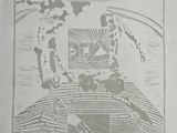 a picture of a drawing of a man on a hill