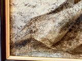 a picture of a painting of a bird in a wood frame