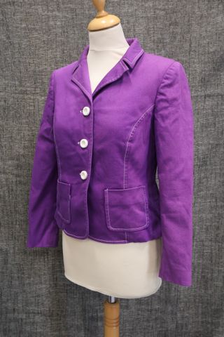 Red VALENTINO – Blazer en coton mauve surpiqure blanche, nœud au ...