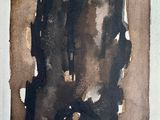 une peinture représentant un morceau de papier brun recouvert de peinture noire