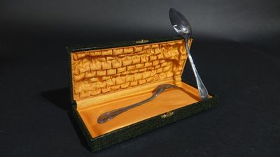 une cuillère et une cuillère dans une boîte contenant une cuillère