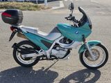 a motorcycle that is parked in the parking lot