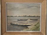 une image d'une peinture de bateaux sur l'eau