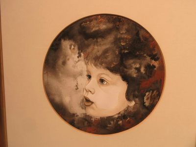 344.55 - AQUARELLE ENCADREE, PORTRAIT D'ENFANT - Diamètre 21…