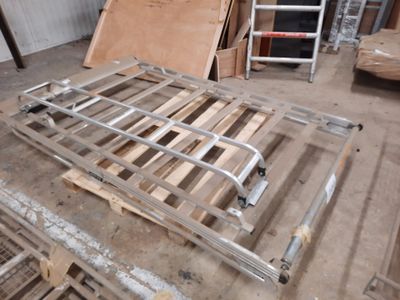 a metal bed frame that is sitting on the floor