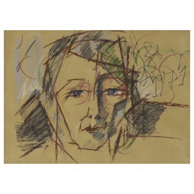 dessin représentant le visage d'une femme avec une fleur dans les cheveux