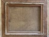 an old wooden picture frame with a piece of wood sticking out of it