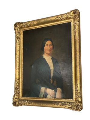 Ecole française du milieu du XIXe Portrait de femme en robe …