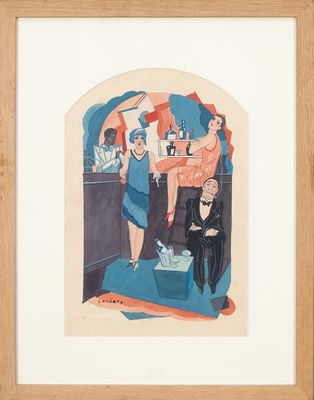 une image représentant un tableau où l'on voit un homme et une femme dans un bar