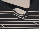 a black and white painting of a boat on a body of water