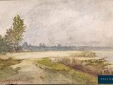 an image of a painting of a landscape with trees and a road