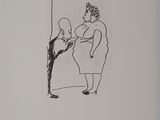 l'image d'un dessin représentant un homme et une femme debout l'un à côté de l'autre
