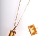 ensemble collier et boucles d'oreilles en cristal de citrine
