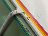 a close up of a window on a bus