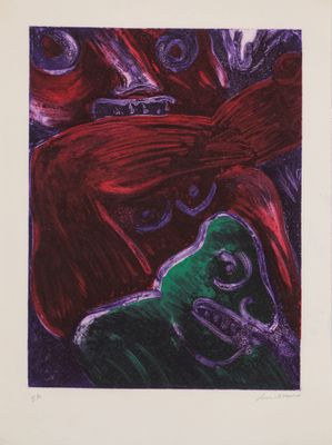 une image représentant le dessin d'une femme en robe rouge