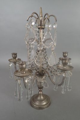 Girandole en métal argenté à cinq bras de lumière et pampill…
