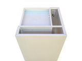 a white box with a lid that is open on a white background
