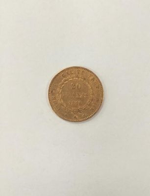 monnaie 20 francs or Génie 1876 A. - Photo 1