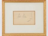 a drawing of a man and a woman in a boat on the water