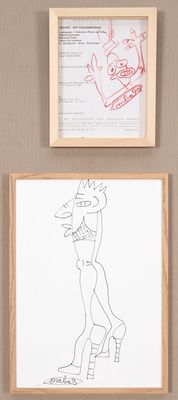 un dessin représentant un homme et une femme sur un mur