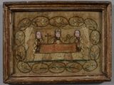 une image représentant un tableau où l'on voit trois personnes assises à une table