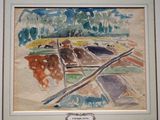 une photo d'une aquarelle représentant des vaches dans un champ
