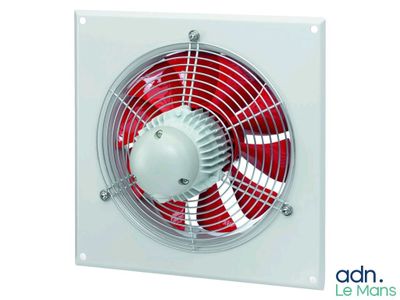 a close up of a fan mounted on a wall