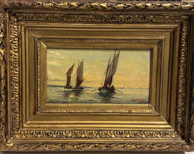an image of a painting of sailboats in the water