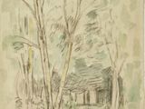 une image représentant un dessin d'une maison dans les bois
