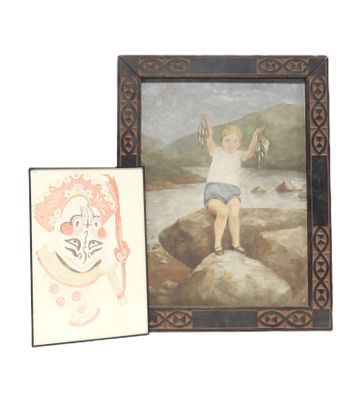 École du XXe siècle. Enfant aux sardines. - Photo 1