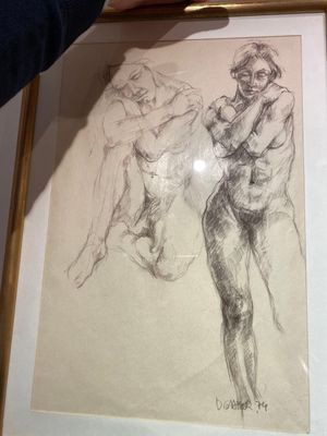 B. GASSOR. ETUDE DE NUS, un dessin au crayon signé et daté 7…