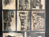 several old black and white photographs of people and animals in a field