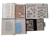 a lot of stamps in a book on a white background