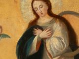 an image of a painting of a woman holding a cross