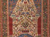 tapis persan ancien à motif floral sur fond bleu